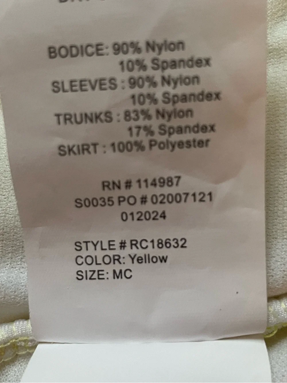 Revolution A Lovely Day Yellow Sequin Dance Costume Dress MC
